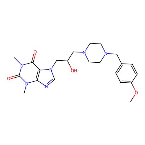 Theophylline, 7-(2-hydroxy-3-(4-(p-methoxybenzyl)-1-piperazinyl)propyl)- structure