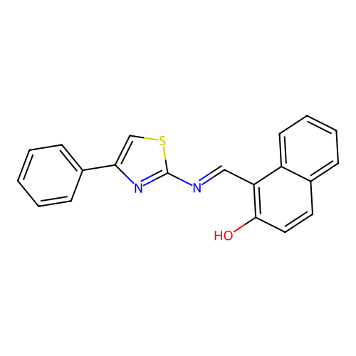 2-(2-Hydroxynaphthalen-1-ylmethylideneamino)-4-phenylthiazole structure