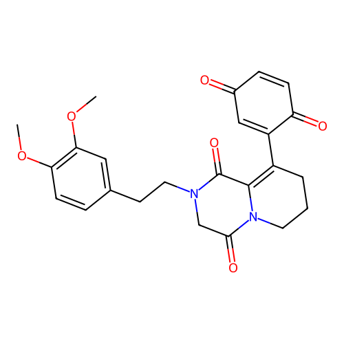 2-(3,4-dimethoxyphenethyl)-9-(3,6-dioxocyclohexa-1,4-dien-1-yl)-2,3,7,8-tetrahydro-1H-pyrido[1,2-a]pyrazine-1,4(6H)-dione structure