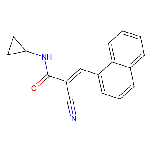 2-cyano-N-cyclopropyl-3-(naphthalen-1-yl)prop-2-enamide structure