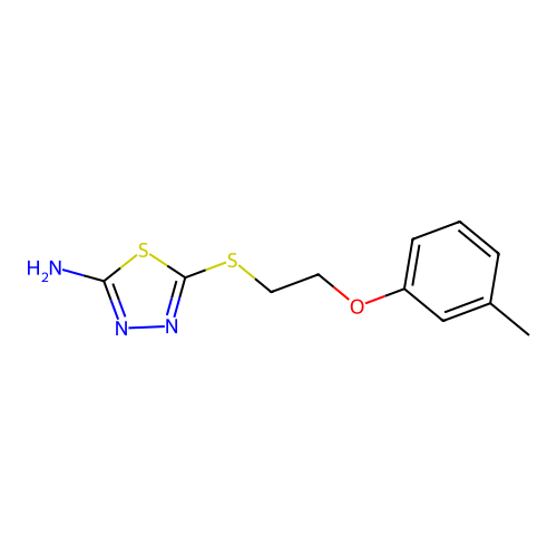 5-{[2-(3-Methylphenoxy)ethyl]sulfanyl}-1,3,4-thiadiazol-2-amine structure