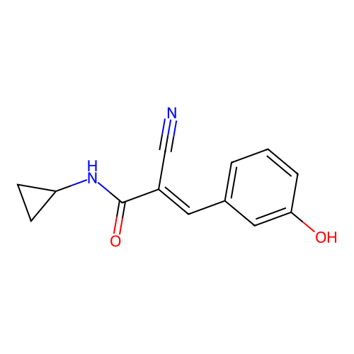 2-cyano-N-cyclopropyl-3-(3-hydroxyphenyl)prop-2-enamide structure