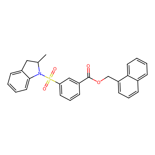Naphthalen-1-ylmethyl 3-[(2-methyl-2,3-dihydroindol-1-yl)sulfonyl]benzoate structure