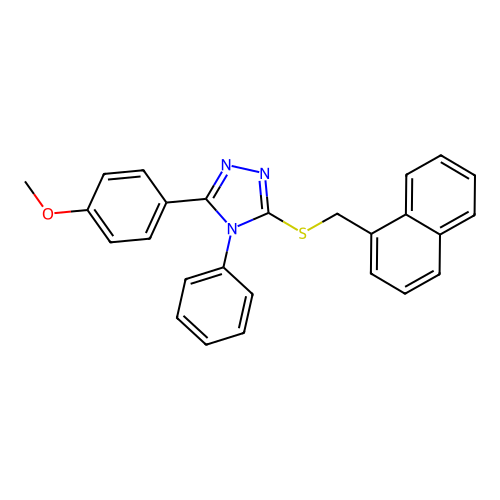 3-(4-methoxyphenyl)-5-(naphthalen-1-ylmethylsulfanyl)-4-phenyl-1,2,4-triazole structure