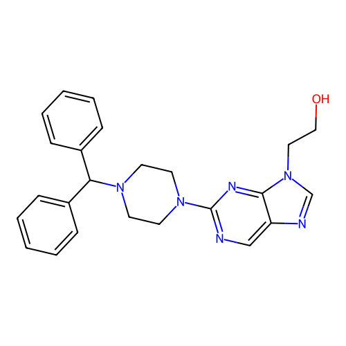9H-Purine-9-ethanol, 2-(4-benzhydryl-1-piperazinyl)- structure