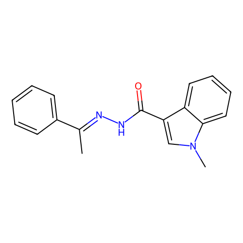 1-methyl-N'-[(1E)-1-phenylethylidene]-1H-indole-3-carbohydrazide structure
