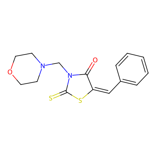 3-(Morpholin-4-ylmethyl)-5-(phenylmethylene)-2-thioxo-1,3-thiazolidin-4-one structure