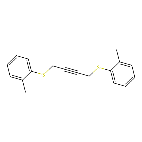 1,1'-(But-2-yne-1,4-diyldisulfanediyl)bis(2-methylbenzene) structure