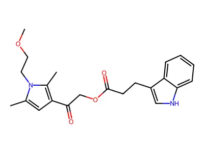 [2-[1-(2-methoxyethyl)-2,5-dimethylpyrrol-3-yl]-2-oxoethyl] 3-(1H-indol-3-yl)propanoate structure