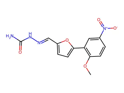 [(E)-[5-(2-methoxy-5-nitrophenyl)furan-2-yl]methylideneamino]urea structure