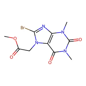 methyl (8-bromo-1,3-dimethyl-2,6-dioxo-1,2,3,6-tetrahydro-7H-purin-7-yl)acetate structure