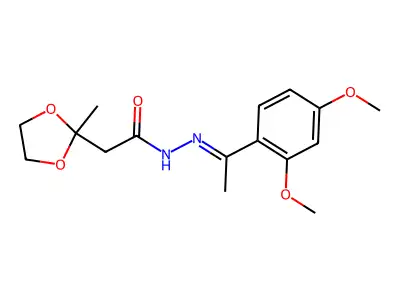 N'-[(1E)-1-(2,4-dimethoxyphenyl)ethylidene]-2-(2-methyl-1,3-dioxolan-2-yl)acetohydrazide structure