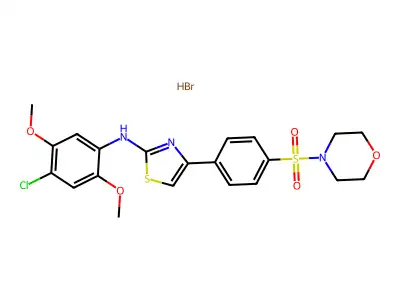 N-(4-chloro-2,5-dimethoxyphenyl)-4-(4-morpholin-4-ylsulfonylphenyl)-1,3-thiazol-2-amine;hydrobromide structure
