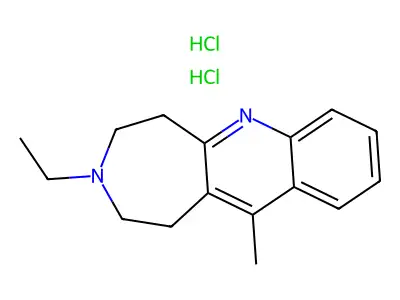 1H-Azepino(4,5-b)quinoline, 2,3,4,5-tetrahydro-3-ethyl-11-methyl-, dihydrochloride structure