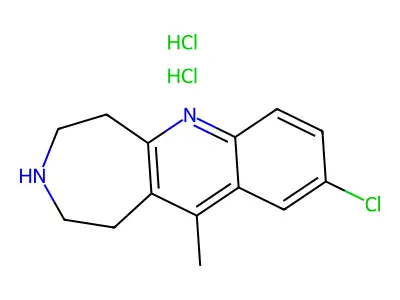 1H-Azepino(4,5-b)quinoline, 2,3,4,5-tetrahydro-9-chloro-11-methyl-, dihydrochloride structure