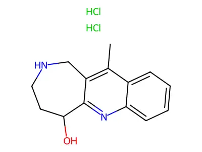 1H-Azepino(4,5-b)quinolin-5-ol, 2,3,4,5-tetrahydro-11-methyl-, dihydrochloride structure