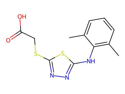2-({5-[(2,6-Dimethylphenyl)amino]-1,3,4-thiadiazol-2-yl}sulfanyl)acetic acid structure