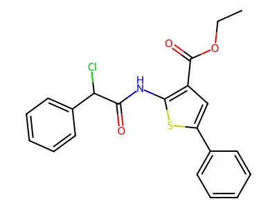 Ethyl 2-(2-chloro-2-phenylacetamido)-5-phenylthiophene-3-carboxylate structure
