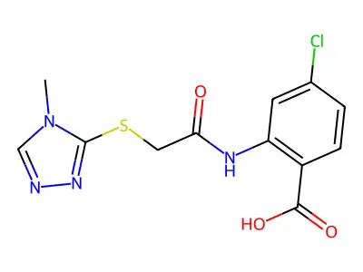 4-chloro-2-{2-[(4-methyl-4H-1,2,4-triazol-3-yl)sulfanyl]acetamido}benzoic acid structure