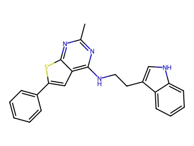N-[2-(1H-indol-3-yl)ethyl]-2-methyl-6-phenylthieno[2,3-d]pyrimidin-4-amine structure