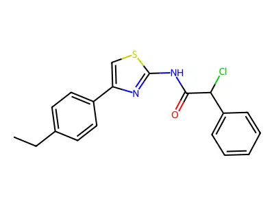 2-chloro-N-[4-(4-ethylphenyl)-1,3-thiazol-2-yl]-2-phenylacetamide structure