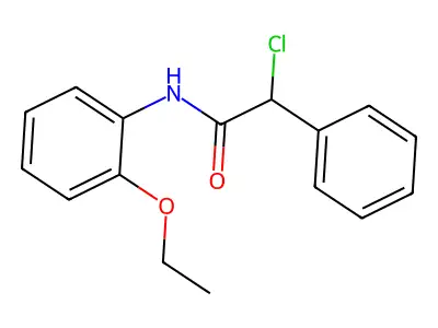 2-chloro-N-(2-ethoxyphenyl)-2-phenylacetamide structure