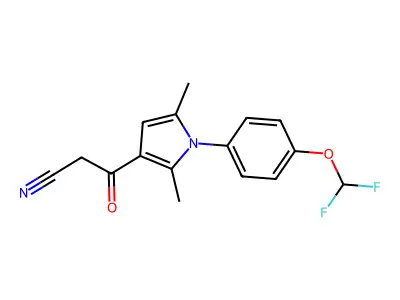 3-{1-[4-(difluoromethoxy)phenyl]-2,5-dimethyl-1H-pyrrol-3-yl}-3-oxopropanenitrile structure
