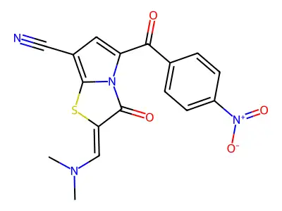 2-[(Dimethylamino)methylene]-2,3-dihydro-5-(4-nitrobenzoyl)-3-oxopyrrolo[2,1-b]thiazole-7-carbonitrile structure