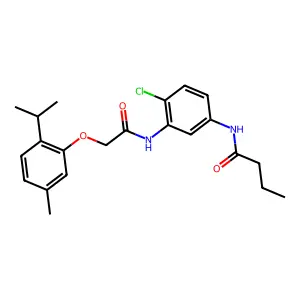 N-(4-chloro-3-{[(2-isopropyl-5-methylphenoxy)acetyl]amino}phenyl)butanamide structure