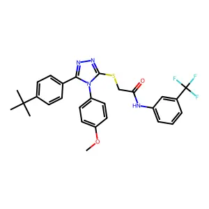 2-{[5-(4-tert-butylphenyl)-4-(4-methoxyphenyl)-4H-1,2,4-triazol-3-yl]sulfanyl}-N-[3-(trifluoromethyl)phenyl]acetamide structure