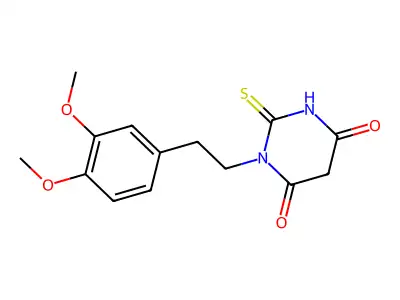 1-[2-(3,4-dimethoxyphenyl)ethyl]-2-sulfanyl-1,4,5,6-tetrahydropyrimidine-4,6-dione structure