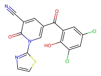 5-(3,5-dichloro-2-hydroxybenzoyl)-2-oxo-1-(1,3-thiazol-2-yl)-1,2-dihydropyridine-3-carbonitrile structure