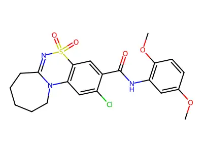 2-chloro-N-(2,5-dimethoxyphenyl)-5,5-dioxo-8,9,10,11-tetrahydro-7H-azepino[2,1-c][1,2,4]benzothiadiazine-3-carboxamide structure