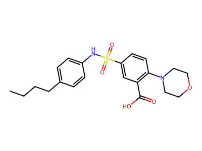 5-[(4-Butylphenyl)sulfamoyl]-2-morpholin-4-ylbenzoic acid structure