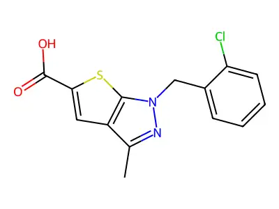 1-[(2-chlorophenyl)methyl]-3-methyl-1H-thieno[2,3-c]pyrazole-5-carboxylic acid structure
