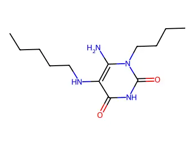 6-Amino-1-butyl-5-(pentylamino)-1,2,3,4-tetrahydropyrimidine-2,4-dione structure