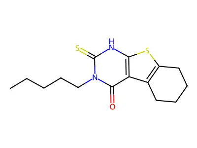 2-mercapto-3-pentyl-5,6,7,8-tetrahydro[1]benzothieno[2,3-d]pyrimidin-4(3H)-one structure