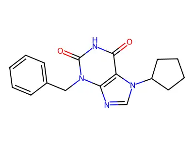 3-benzyl-7-cyclopentyl-2,3,6,7-tetrahydro-1H-purine-2,6-dione structure