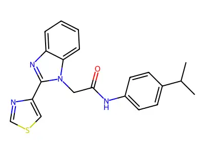 N-[4-(propan-2-yl)phenyl]-2-[2-(1,3-thiazol-4-yl)-1H-1,3-benzodiazol-1-yl]acetamide structure