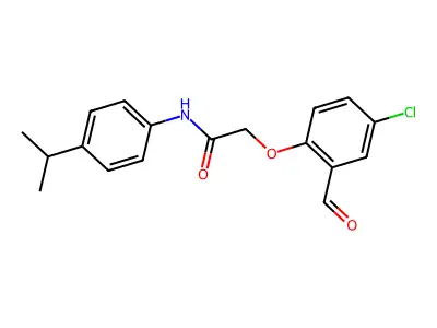 2-(4-chloro-2-formylphenoxy)-N-(4-propan-2-ylphenyl)acetamide structure