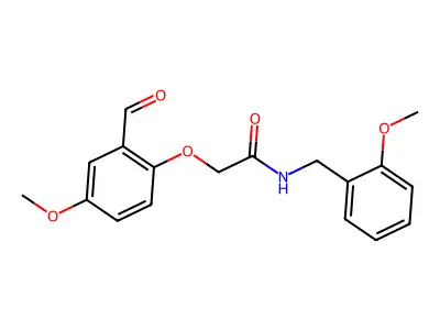 2-(2-formyl-4-methoxyphenoxy)-N-[(2-methoxyphenyl)methyl]acetamide structure