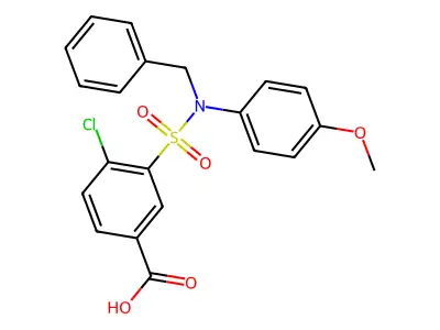 3-[Benzyl(4-methoxyphenyl)sulfamoyl]-4-chlorobenzoic acid structure
