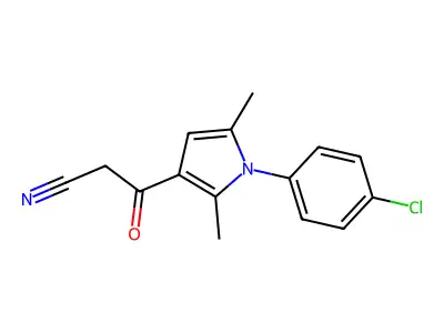 3-[1-(4-chlorophenyl)-2,5-dimethyl-1H-pyrrol-3-yl]-3-oxopropanenitrile structure