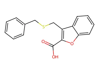 3-[(Benzylsulfanyl)methyl]-1-benzofuran-2-carboxylic acid structure