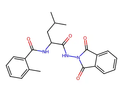 N-[1-[(1,3-dioxoisoindol-2-yl)amino]-4-methyl-1-oxopentan-2-yl]-2-methylbenzamide structure