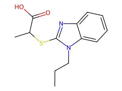 2-[(1-propyl-1H-1,3-benzodiazol-2-yl)sulfanyl]propanoic acid structure