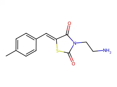 (5E)-3-(2-aminoethyl)-5-[(4-methylphenyl)methylidene]-1,3-thiazolidine-2,4-dione structure