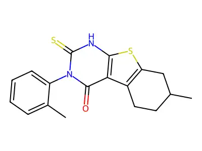 2-Mercapto-7-methyl-3-o-tolyl-5,6,7,8-tetrahydro-3H-benzo[4,5]thieno[2,3-d]pyrimidin-4-one structure