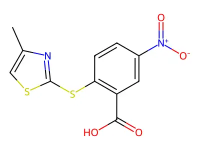 2-[(4-Methyl-1,3-thiazol-2-yl)sulfanyl]-5-nitrobenzoic acid structure