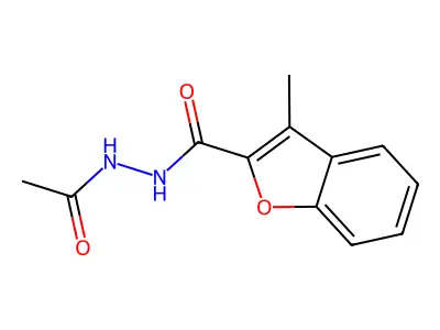 N'-acetyl-3-methyl-1-benzofuran-2-carbohydrazide structure